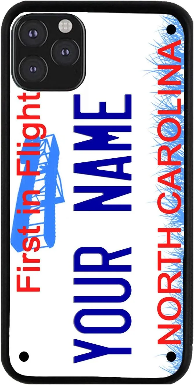 Bleu Reign Personalized Phone Case for iPhone North Carolina State License Plate, iPhone 5 to 16 (Add Custom Name)