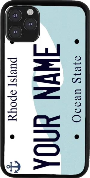 Bleu Reign Personalized Phone Case for iPhone Rhode Island State License Plate, iPhone 5 to 16 (Add Custom Name)