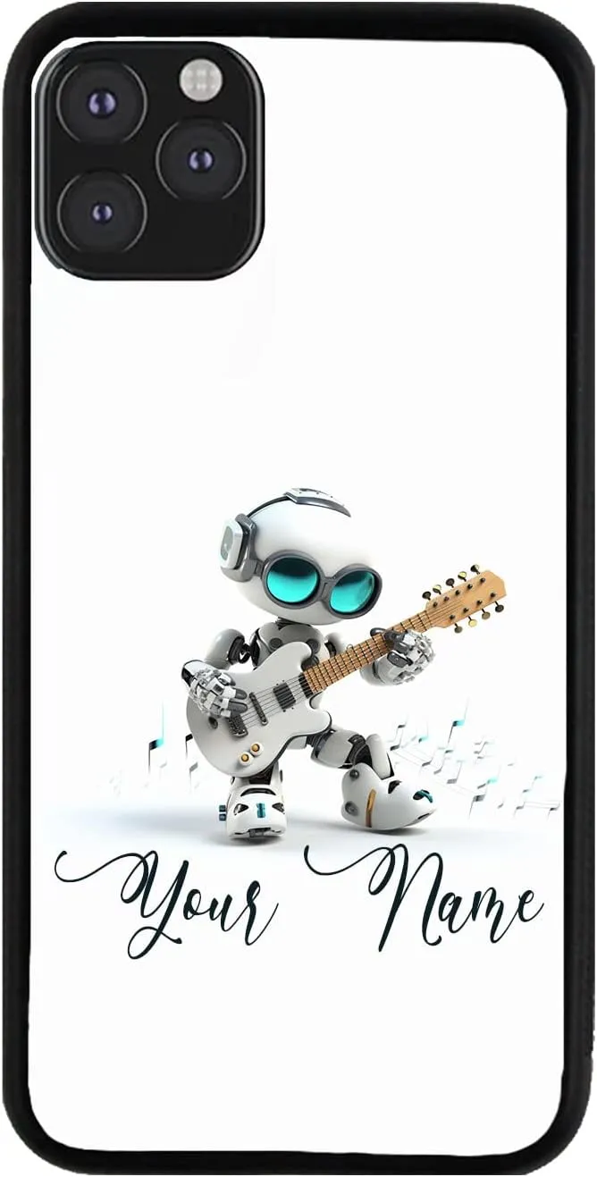 Bleu Reign Personalized Phone Case for iPhone Robot Band Guitar, iPhone 5 to 16 (Add Custom Name)
