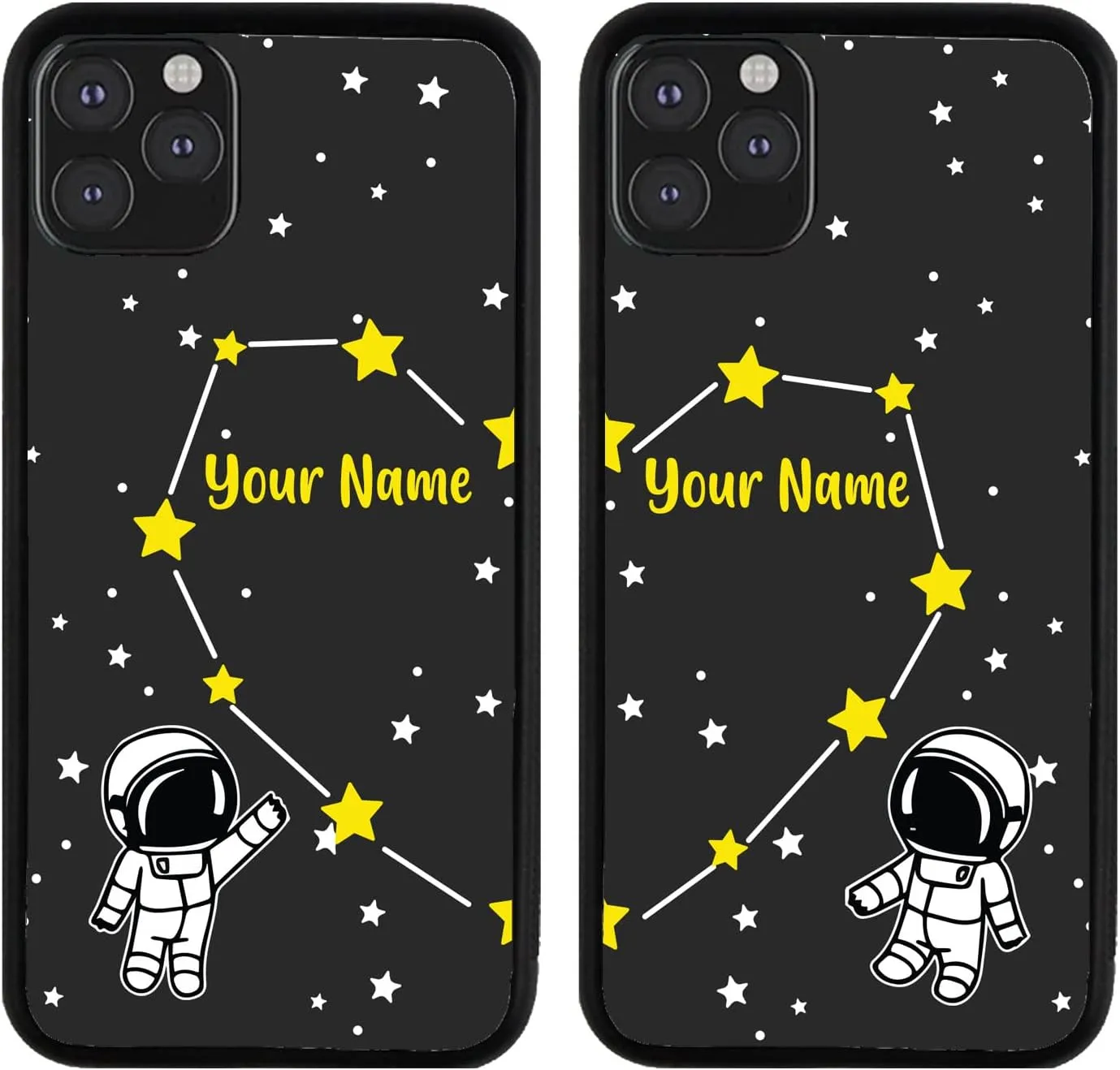 Bleu Reign Personalized Phone Case for iPhone Set of 2 Space Astronaut with Stars Best Friends, iPhone 5 to 16 (Add Custom Name)