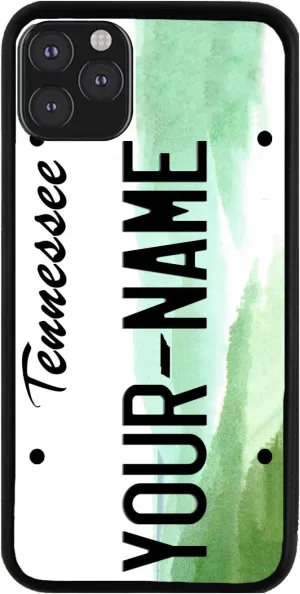 Bleu Reign Personalized Phone Case for iPhone Tennessee State License Plate, iPhone 5 to 16 (Add Custom Name)