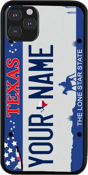 Bleu Reign Personalized Phone Case for iPhone Texas State License Plate, iPhone 5 to 16 (Add Custom Name)