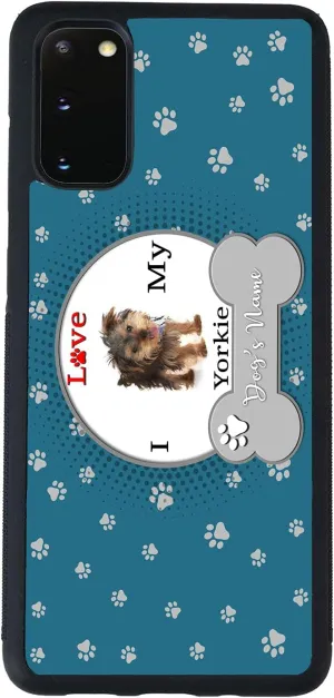 Bleu Reign Personalized Phone Case for Samsung Galaxy I Love My Dog Yorkie, s21-24, A23-55, Flip/Fold (Add Custom Name)