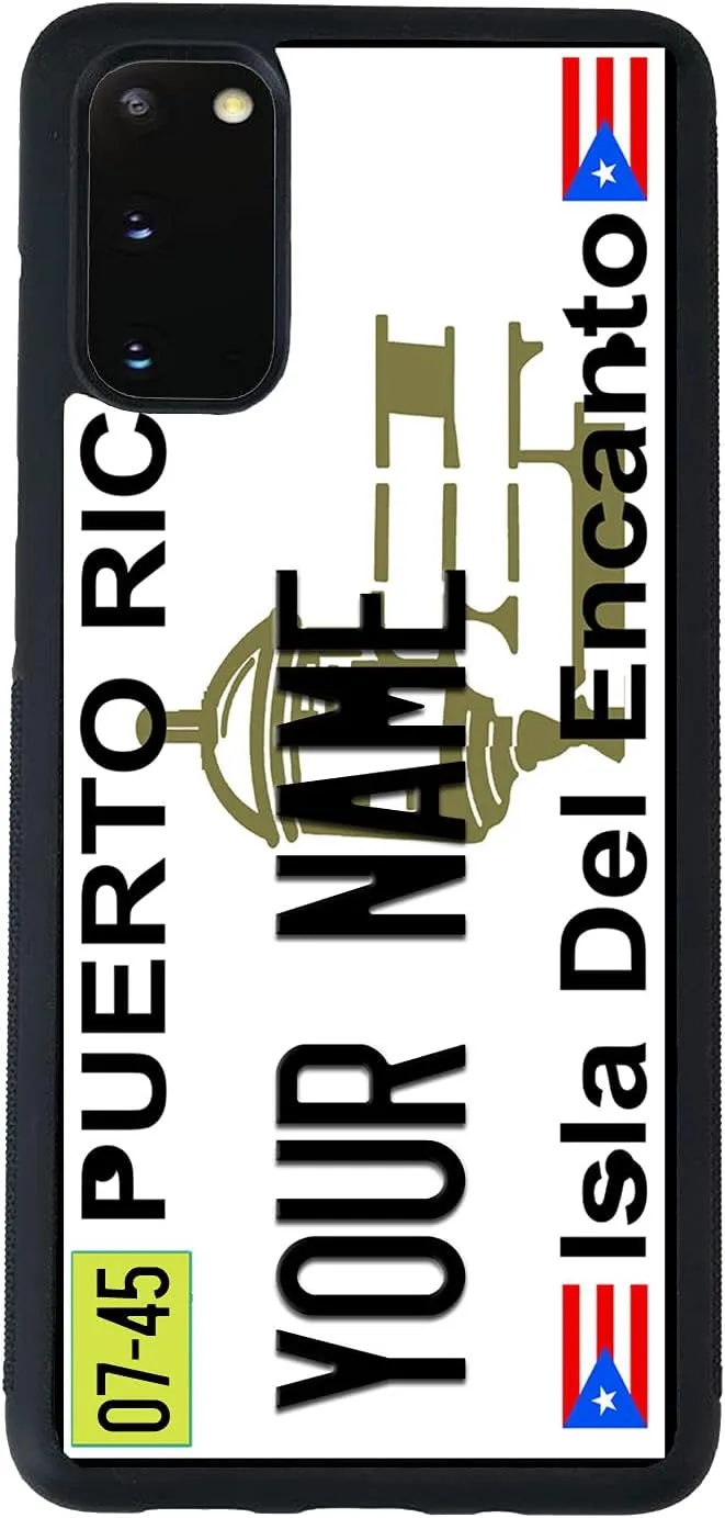 Bleu Reign Personalized Phone Case for Samsung Galaxy Puerto Rico State License Plate, s21-24, A23-55, Flip/Fold (Add Custom Name)