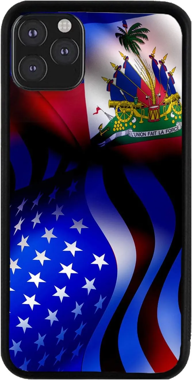 Bleu Reign Phone Case for iPhone Haiti and USA Mixed Flag, iPhone 5 to 16