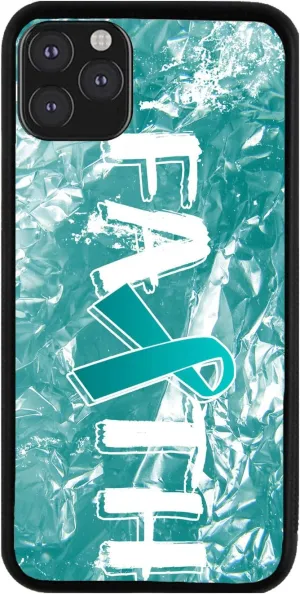 Bleu Reign Phone Case for iPhone Ovarian Cancer Awareness Faith Ribbon, iPhone 5 to 16