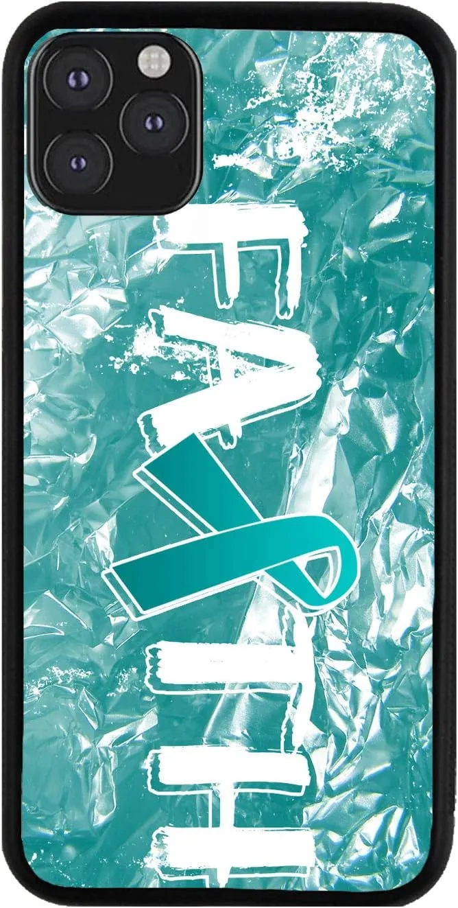 Bleu Reign Phone Case for iPhone Ovarian Cancer Awareness Faith Ribbon, iPhone 5 to 16