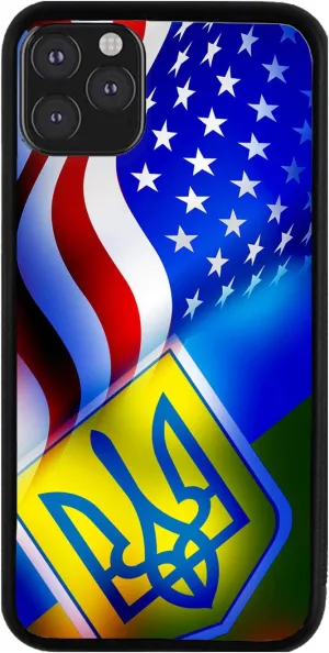 Bleu Reign Phone Case for iPhone Ukraine and USA Mixed Flag, iPhone 5 to 16