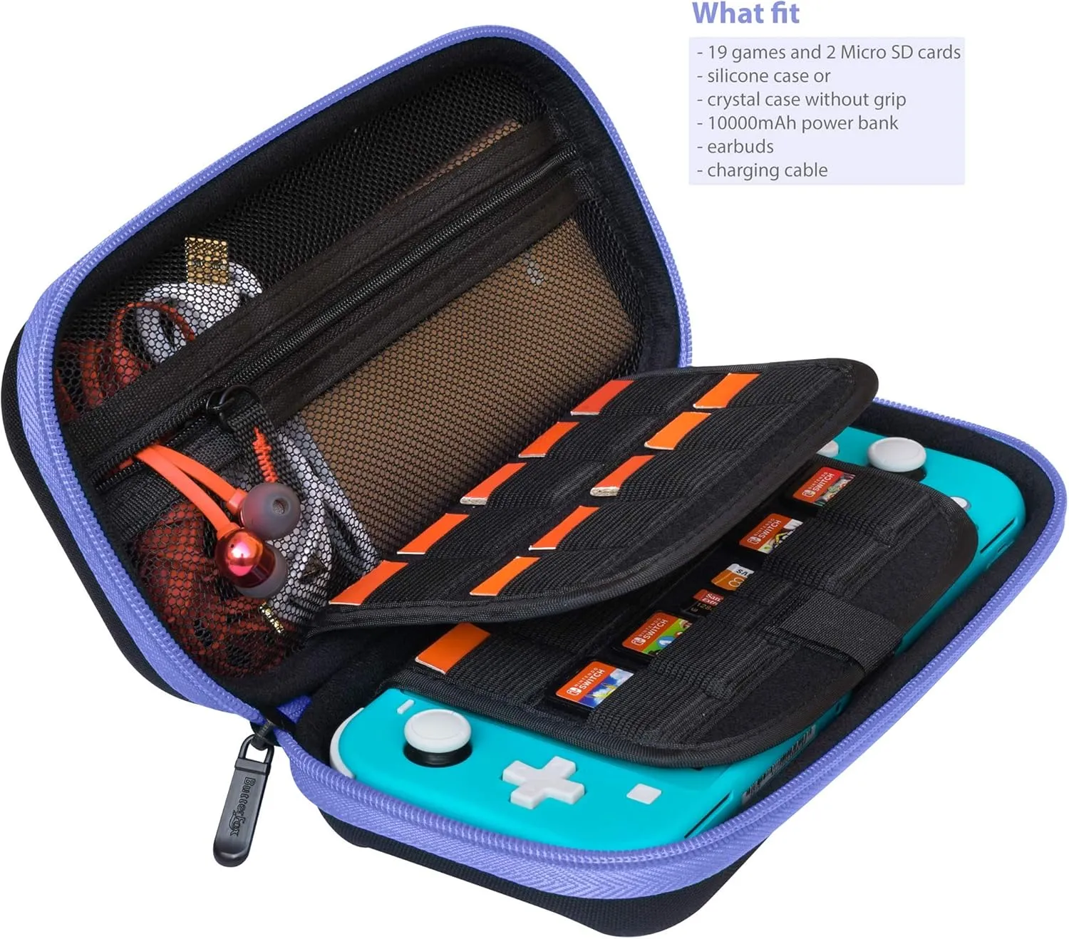 ButterFox Slim Carrying Case for Nintendo Switch Lite,19 Game and 2 Micro SD Card Holders, Storage for Switch Lite Accessories