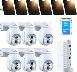 Camcamp Solar Security Cameras Wireless Outdoor, Home Security Cameras System, Solar-Powered No Subscription 360 Pan & Tilt 2K Color Night Vision 2.4G & 5G WiFi Surveillance Security Camera