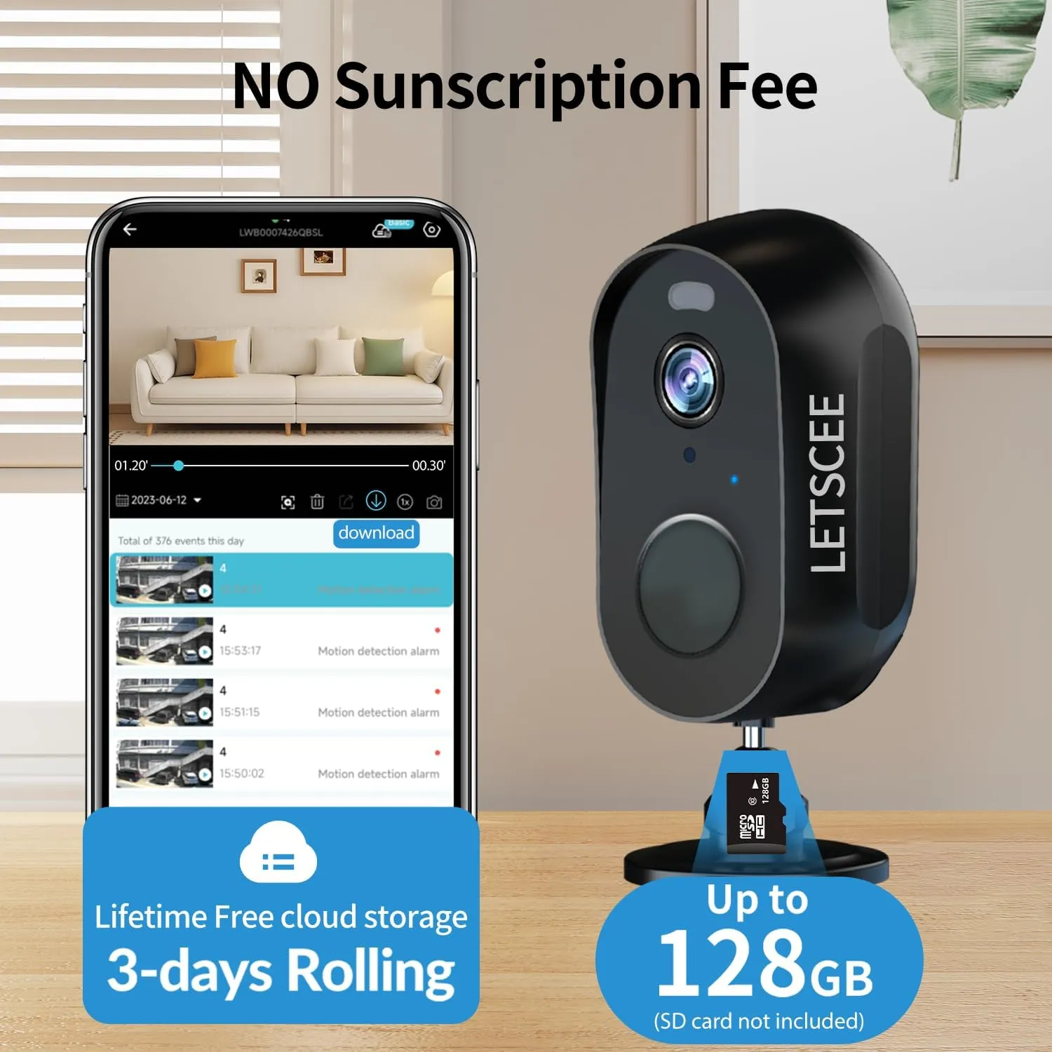 Cameras for Home Security Outdoor Indoor,Security Cameras Wireless Outdoor Battery Rechargeable WiFi,2K Night Vision, Motion Detection,No Month fee SD Card/Cloud Storage,Weather Proof