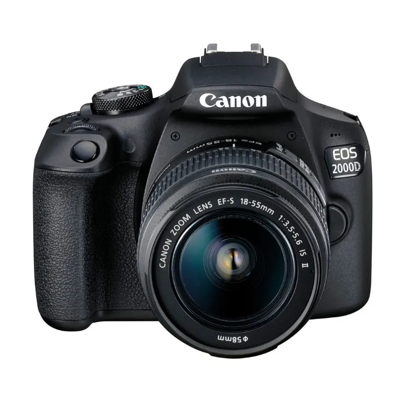 Canon EOS 2000D DSLR Camera with EF-S 18-55mm IS II Lens - Black - Camera   Lens