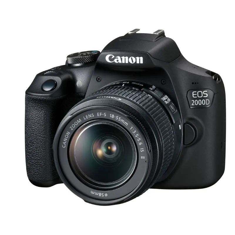 Canon EOS 2000D DSLR Camera with EF-S 18-55mm IS II Lens - Black - Camera   Lens