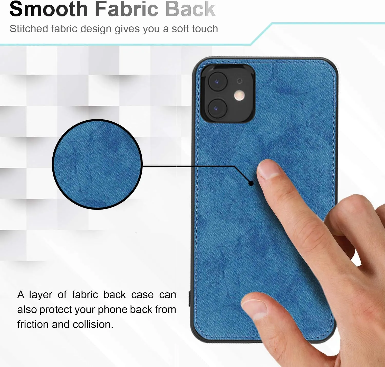 CANOPUS Magnetic Fabric Case Compatible with iPhone 11, Ultra Slim and Soft-to-Touch, TPU Bumper Sides and Corners, with Embedded Built-in Metal Plate, Used with Magnetic Car Mounts