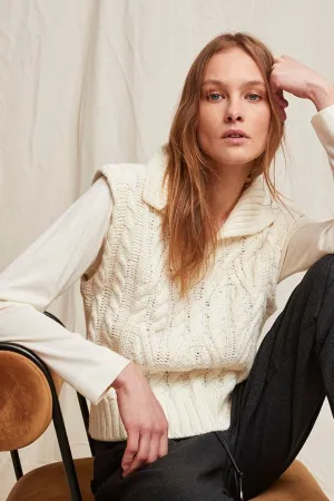 Cedar Cable Knit Vest with Sleeves
