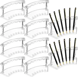 Chinco 10 Pieces Plastic Pen Holder Clear Display Stand 6-slots Display Stand Eyebrow Pen Makeup Brush Rack Organizer for Back to School Office Home Supplies, Vertical