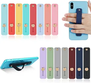 cobee 15 Pcs Phone Loop Finger Holders, Telescopic Cell Phone Grip Holder Back of Mobile Phone Silicone Phone Finger Strap Universal Finger Kickstand for Smartphones, 15 Colors