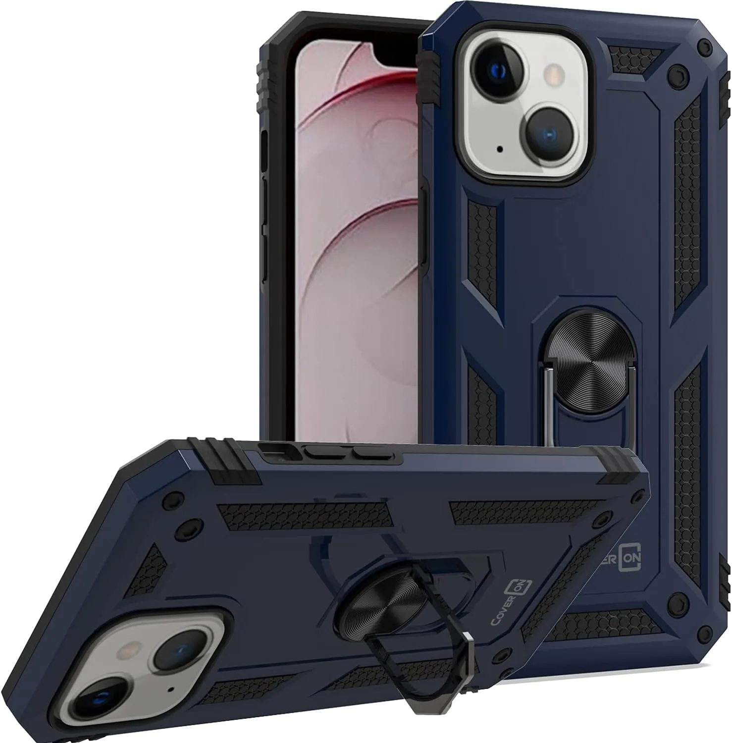 CoverON Ring Designed for Apple iPhone 13 Case, Rugged Phone Cover Magnetic Mount Compatible - Navy Blue