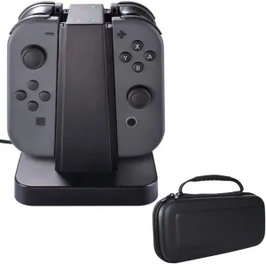 Deco Gear Compatible with Nintendo Switch Joy-Con Charging Dock (NSCD) with Hard Shell Travel Carrying Case (Black)