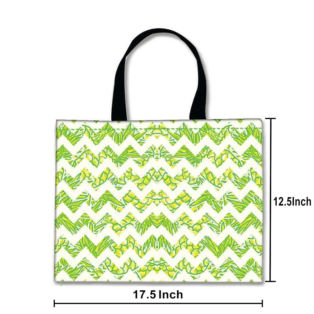 Designer Tote Bag With Zip Beach Gym Travel Bags -  Green Lines