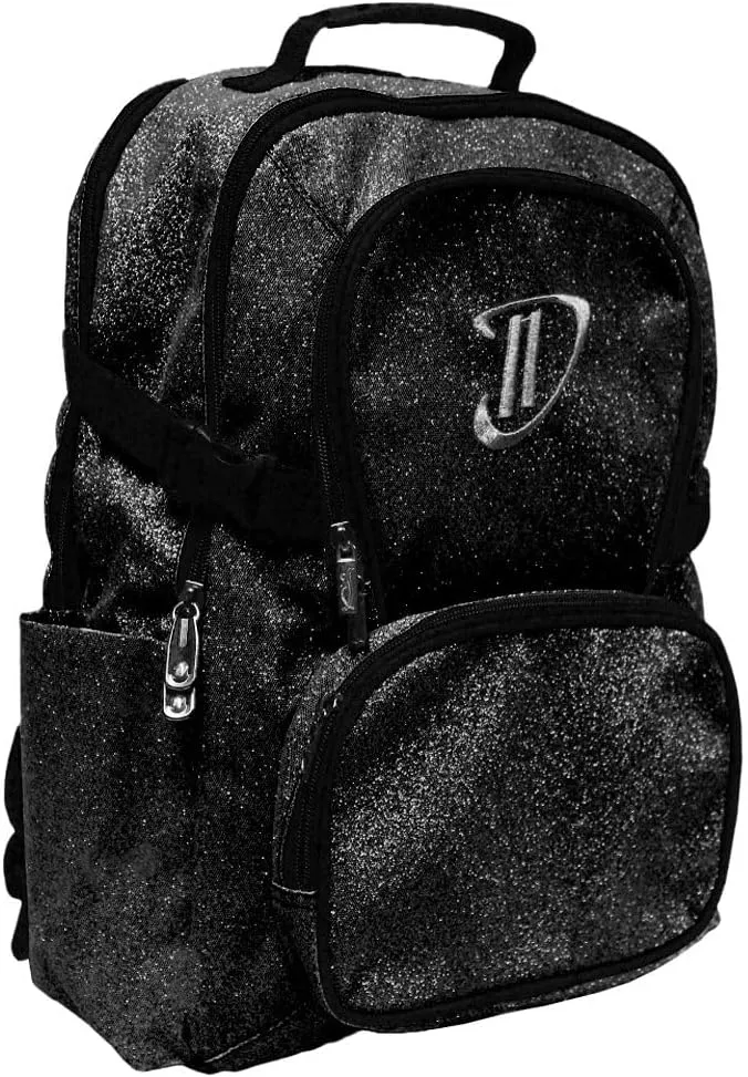 Dream Duffel Classic Backpack for Women & Children, Small Travel Bag, Water-Resistant, Padded Back & Shoulder Straps, Size 17.5x14, Black Sparkle