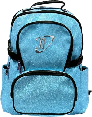 Dream Duffel Classic Backpack for Women & Children, Small Travel Bag, Water-Resistant, Padded Back & Shoulder Straps, Size 17.5x14, Blue Sparkle
