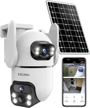 Dual Lens Security Cameras Wireless Outdoor for Home Security,WiFi,2-Way Audio,Night Vision,Motion Tracking,No mothly fee Cameras,IP65 Water Proof