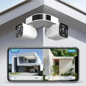 Dual Lens WiFi Outdoor Cameras For Home Security, 2.5K/5MP House Cameras With Audio And Video, PTZ Security Cameras Wireless Outdoor With Auto Tracking, Outdoor Camera Wired Support Color Night Vision