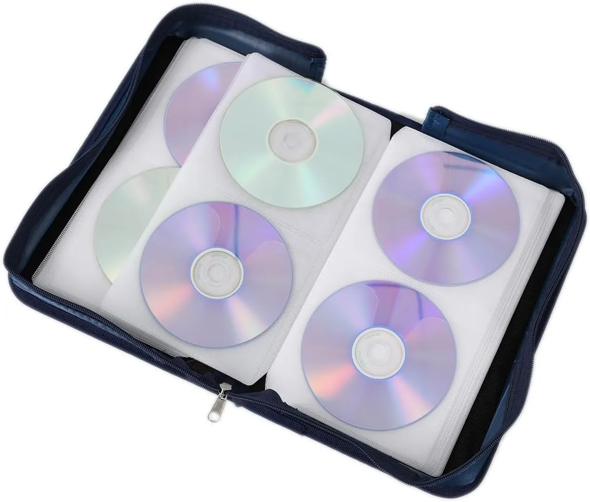 DVD Holders Storage Cases 128 Capacity CD DVD VCD case,CD DVD Wallet Blu-ray Media Case Storage Holder Organizer Wallet Blue