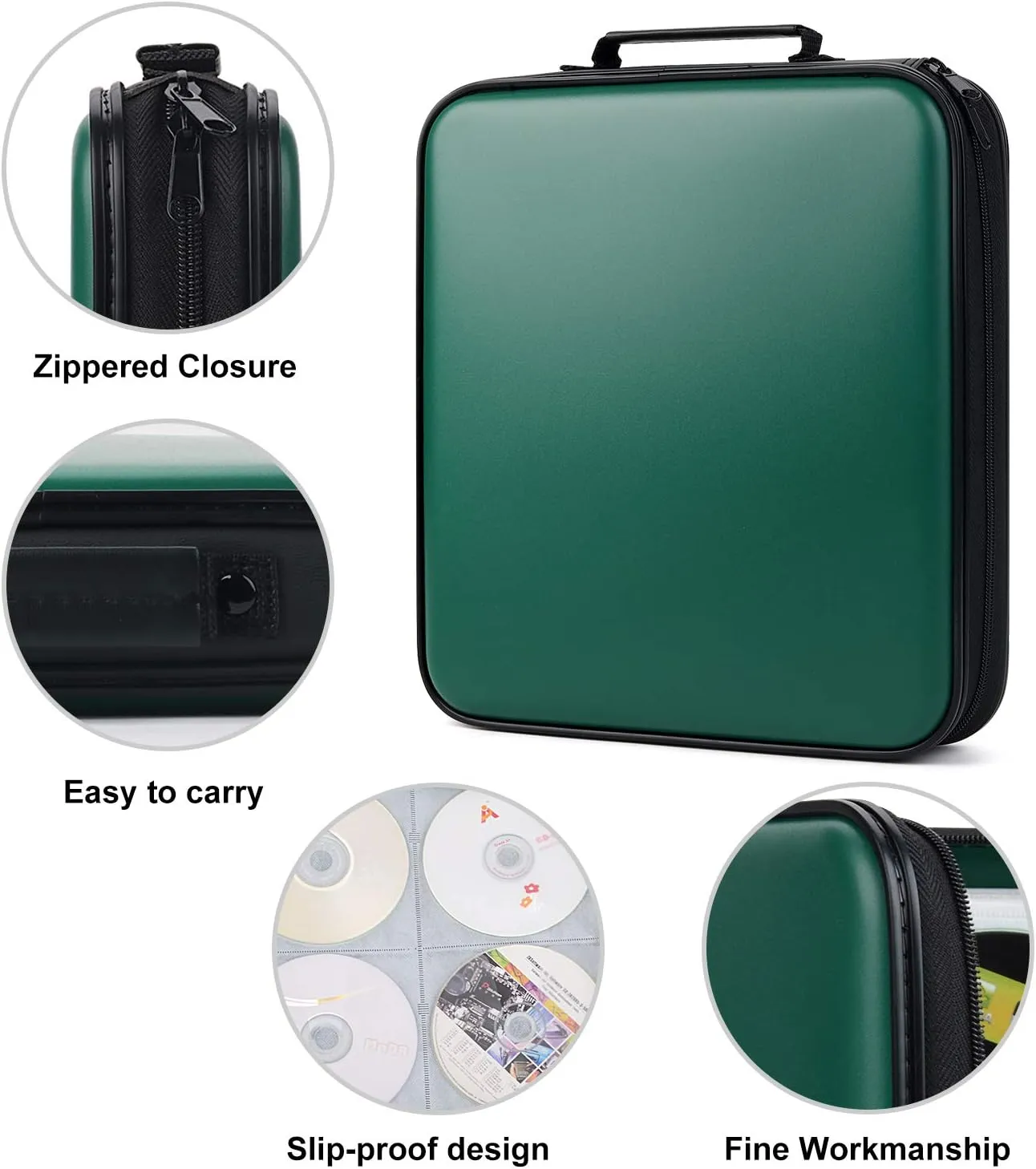 DVD Storage CD Case Holder: 160 Capacity CD Sleeves Black Disc Cases Binder for Car - CD Hard Organizer Box - Large DVD Wallet for Movie/Music/Game & Portable CD Book