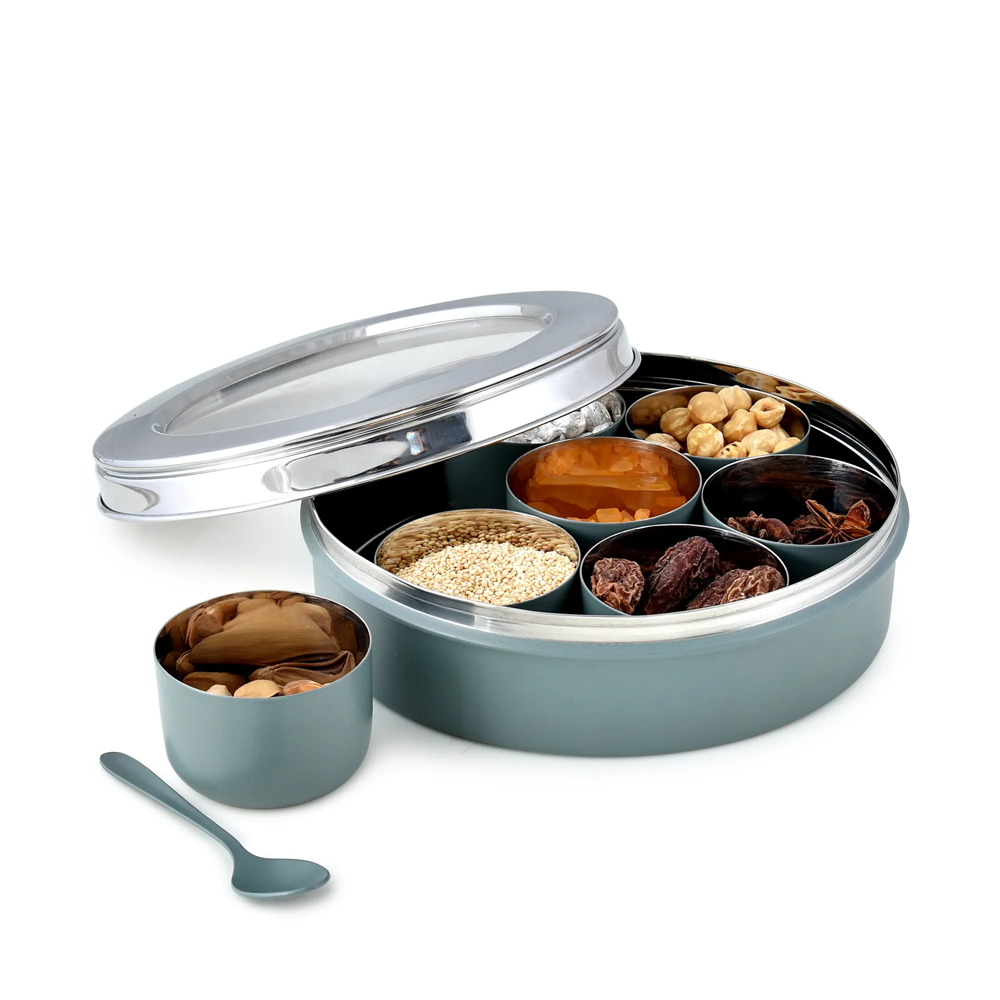 Elan Discounted Combo of Spice Box With 7 Compartments and Roti Box (Pack of 2)