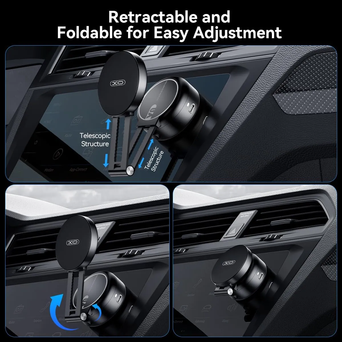 Electric Vacuum Magnetic Suction Phone Holder,Adjustable and Foldable Car Mount,Strong Magnetic Car Phone Holder for iPhone16/15/14/13/12,for Shower/Car/Mirror/Smooth Surfaces(Not Charging Phone)