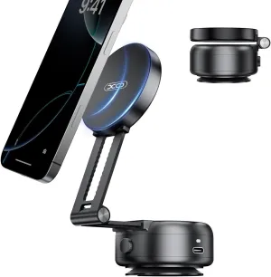 Electric Vacuum Magnetic Suction Phone Holder,Adjustable and Foldable Car Mount,Strong Magnetic Car Phone Holder for iPhone16/15/14/13/12,for Shower/Car/Mirror/Smooth Surfaces(Not Charging Phone)