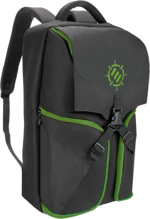 ENHANCE Xbox Backpack - Xbox Carrying Case Compatible with Series S, One X, One S - Storage Compartments for Controllers, Gaming Headset, Games & More Gaming Accessories - Green