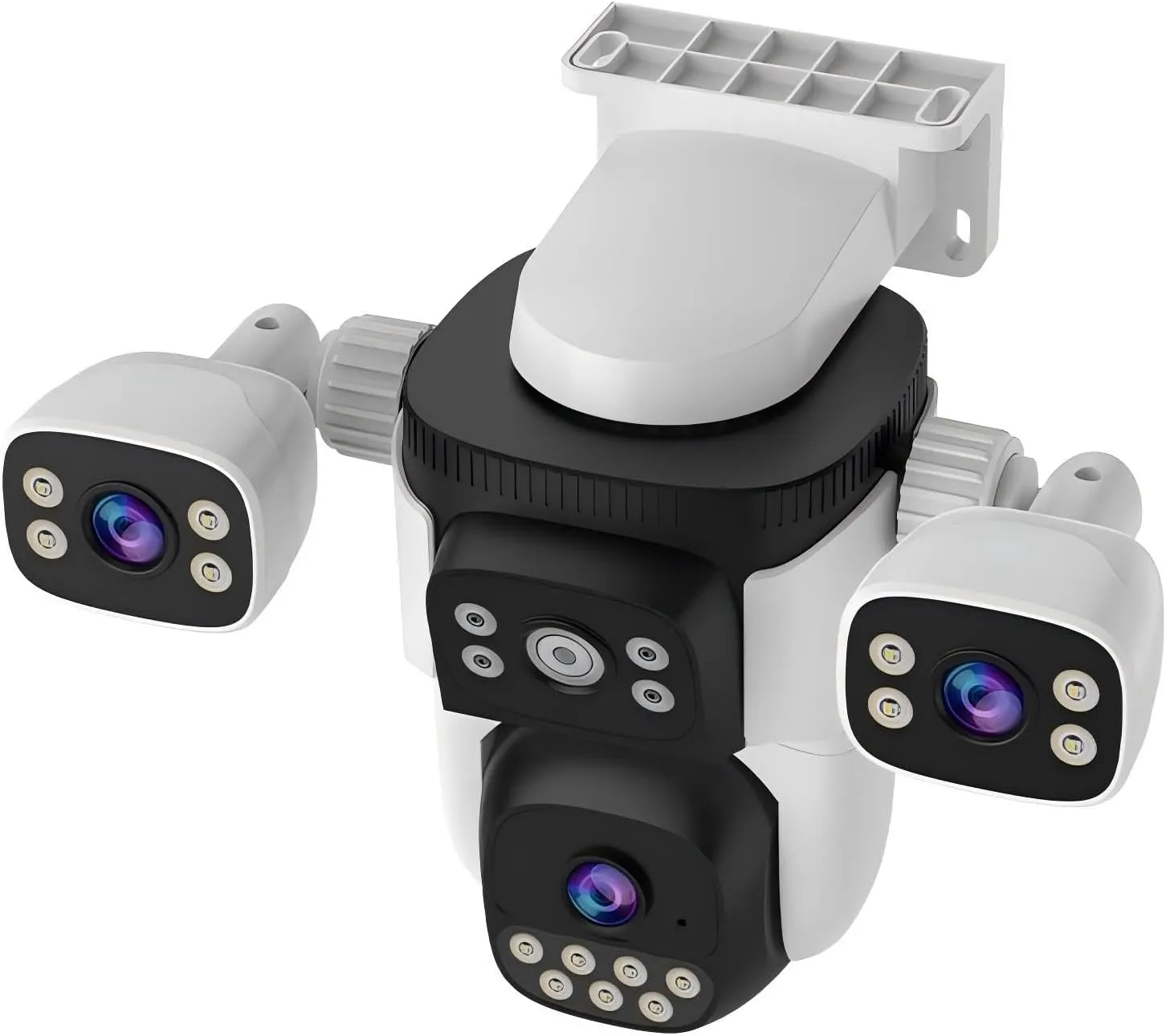 EVERSECU Triple Lens WiFi PTZ Security Camera, Three Cameras in One, Side Cameras with Adjustable All-Angle Arm, 2K 360 View No Blind Spot, Auto Tracking, Spotlight, 2 Way Audio
