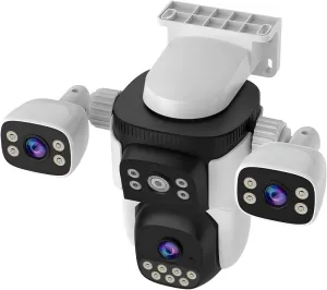 EVERSECU Triple Lens WiFi PTZ Security Camera, Three Cameras in One, Side Cameras with Adjustable All-Angle Arm, 2K 360 View No Blind Spot, Auto Tracking, Spotlight, 2 Way Audio