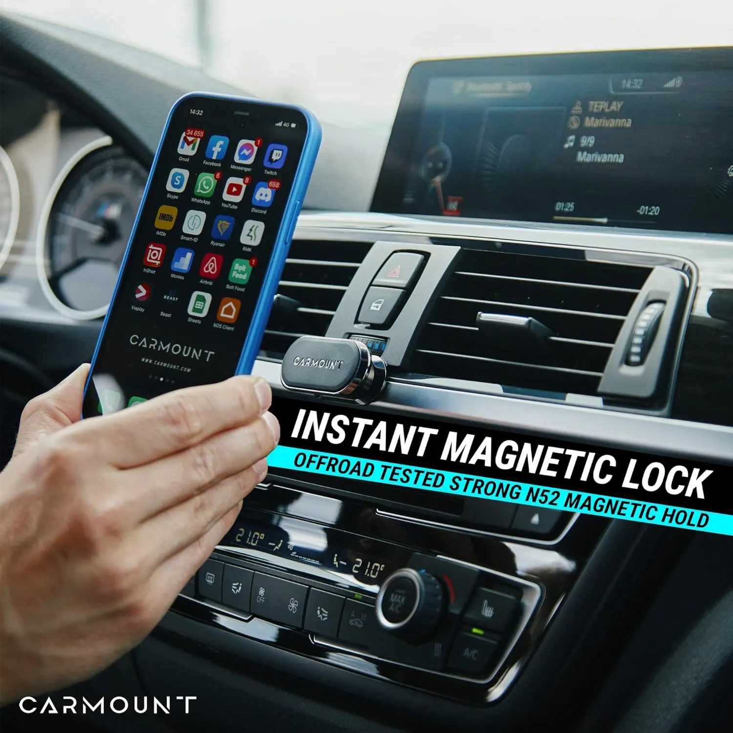 F1 Dashboard Car Mount | Magnetic Phone Holder for Car, Ultra Strong 8X N52 Magnets, 360 Rotation, Universal Dash Mount for All Phones (2-Pack)