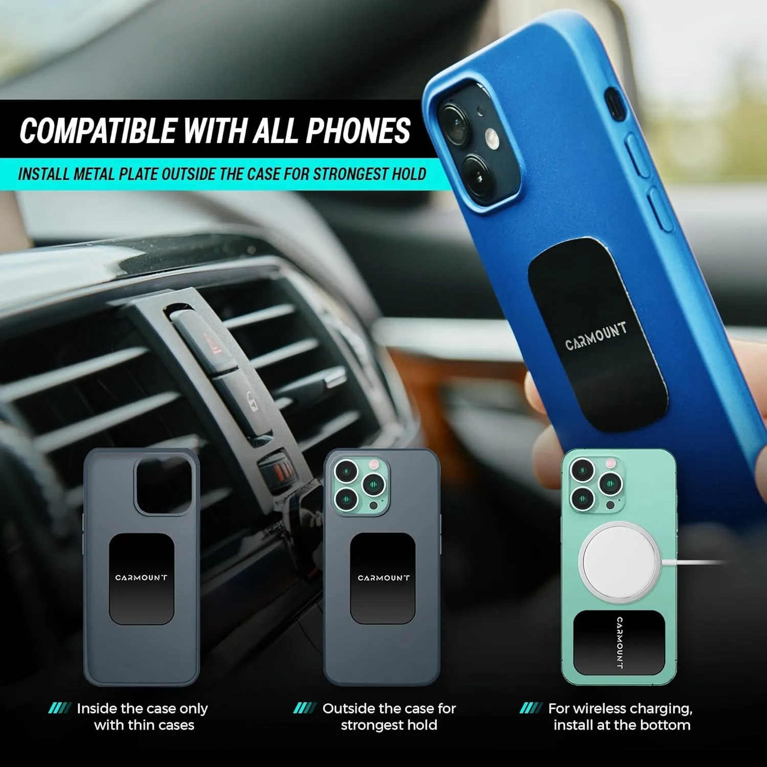 F1 Dashboard Car Mount | Magnetic Phone Holder for Car, Ultra Strong 8X N52 Magnets, 360 Rotation, Universal Dash Mount for All Phones (2-Pack)