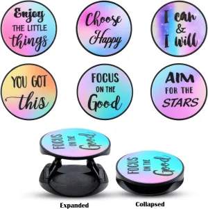Frienda 6 Pieces Cell Phone Grip Holder Stand Expanding Inspirational Quote Cases Grip Holder Collapsible Finger Kickstand Compatible with Most Tablets Self Adhesive for Smartphone