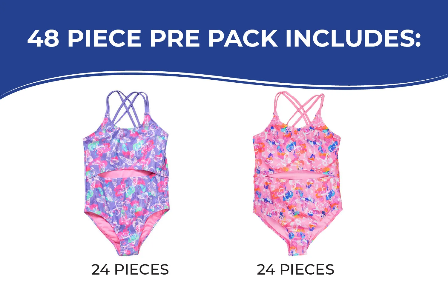 G-ALTB - Wholesale Girl's Butterfly Print One-Piece Swimsuit