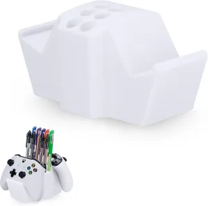 Game Controller Holder & Desktop Pen Organizer Stand With Ten Slots for Pens, Pencils, Stationery, Craft Tools & More - Universal Design for PS5 XBOX SERIES X ONE PS4 SWITCH PC Gamepads - D05 - White