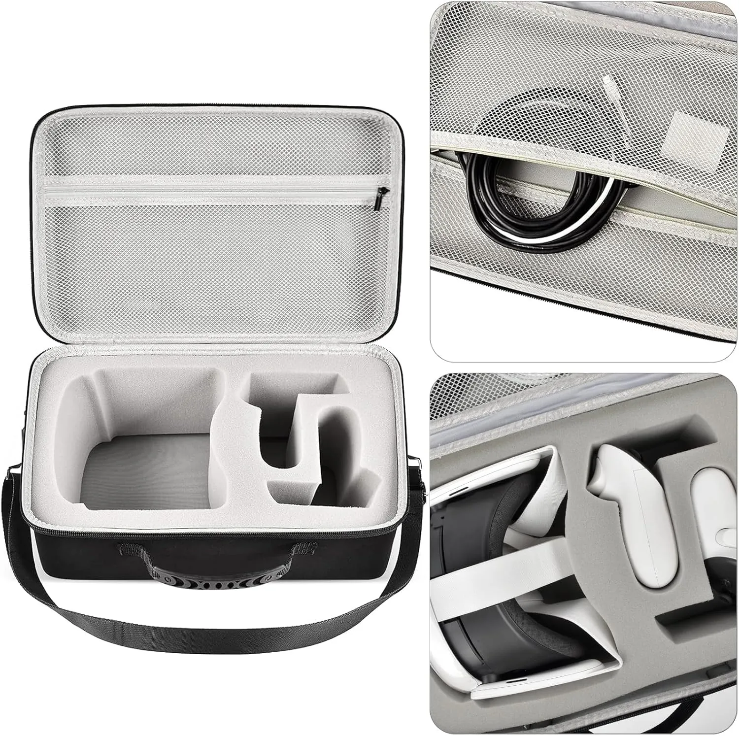 Hard Carrying Case for Quest 3/ Quest 3S/ for Quest 2 All-in-One VR Gaming Headset and Touch Controllers, Travel Storage Bag with Silicone Face Cover & Lens Protector & Accessories