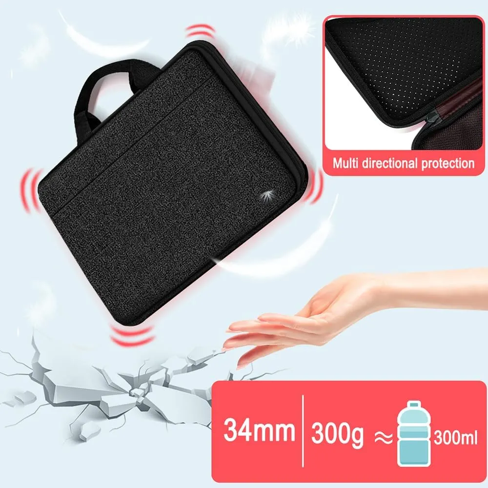 Hseok Laptop Case 13.3-14 inch Briefcase Handbag, Water-Resistant and Shockproof Computer Sleeve Compatible with MacBook Pro 14", Mac Air/Pro 13.3" and 13"-14" Notebooks Chromebooks,Black