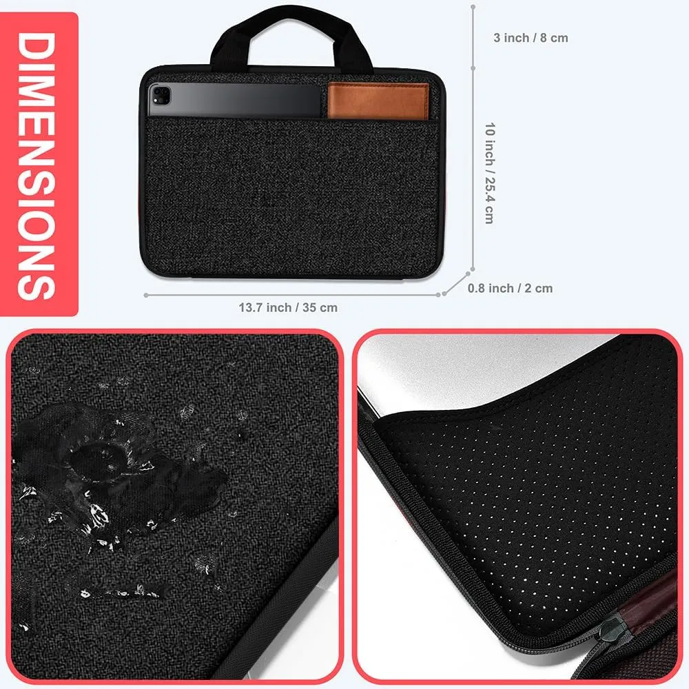 Hseok Laptop Case 13.3-14 inch Briefcase Handbag, Water-Resistant and Shockproof Computer Sleeve Compatible with MacBook Pro 14", Mac Air/Pro 13.3" and 13"-14" Notebooks Chromebooks,Black