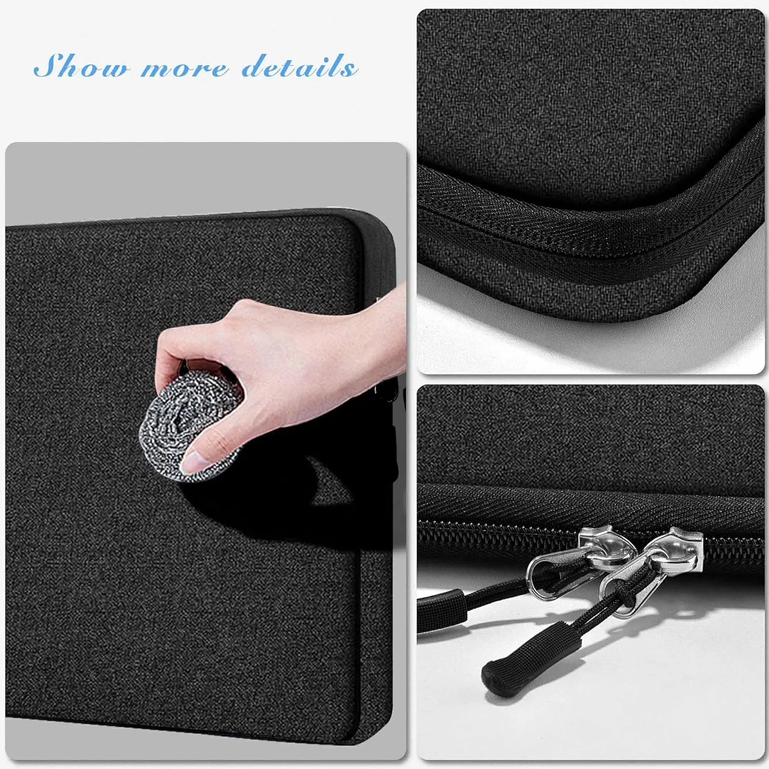 Hseok Laptop Case 14 inch Sleeve with Additional Case, Rainproof & Shockproof Carrying Laptop Cover Portable PC Sleeve Computer Bag for 14" MacBook, HP, Dell Lenovo, Asus, Acer Black
