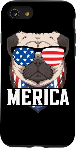 iPhone SE (2020) / 7 / 8 4Th Of July Patriotic American Shirt Pug With Sunglasses Case