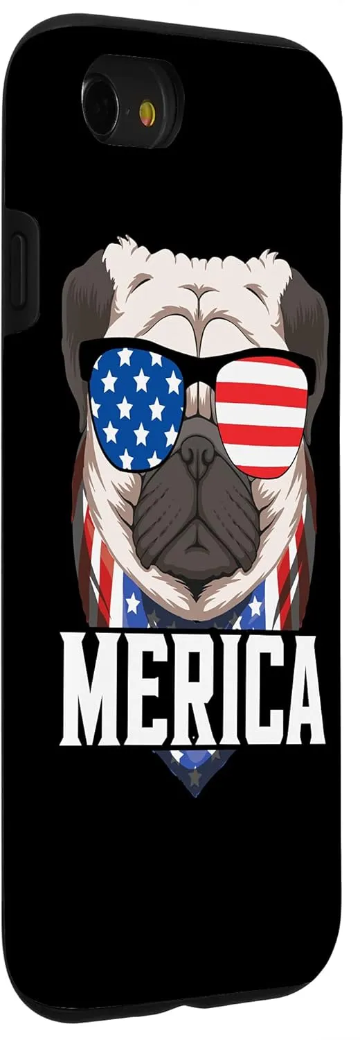 iPhone SE (2020) / 7 / 8 4Th Of July Patriotic American Shirt Pug With Sunglasses Case