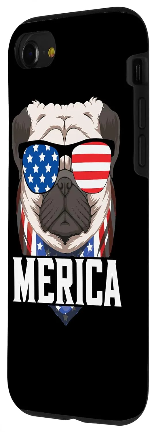 iPhone SE (2020) / 7 / 8 4Th Of July Patriotic American Shirt Pug With Sunglasses Case