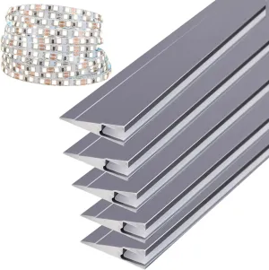 JARBIH 5Pack 1M/3.3ft Ultra-Thin Led Aluminum Profile, 45 Oblique Lighting Cabinet LED Lamp, Invisible H7mm Surface Mounted Wardrobe Layer Shelf Panel Hard Bar Strip Light Channel System(Gray)
