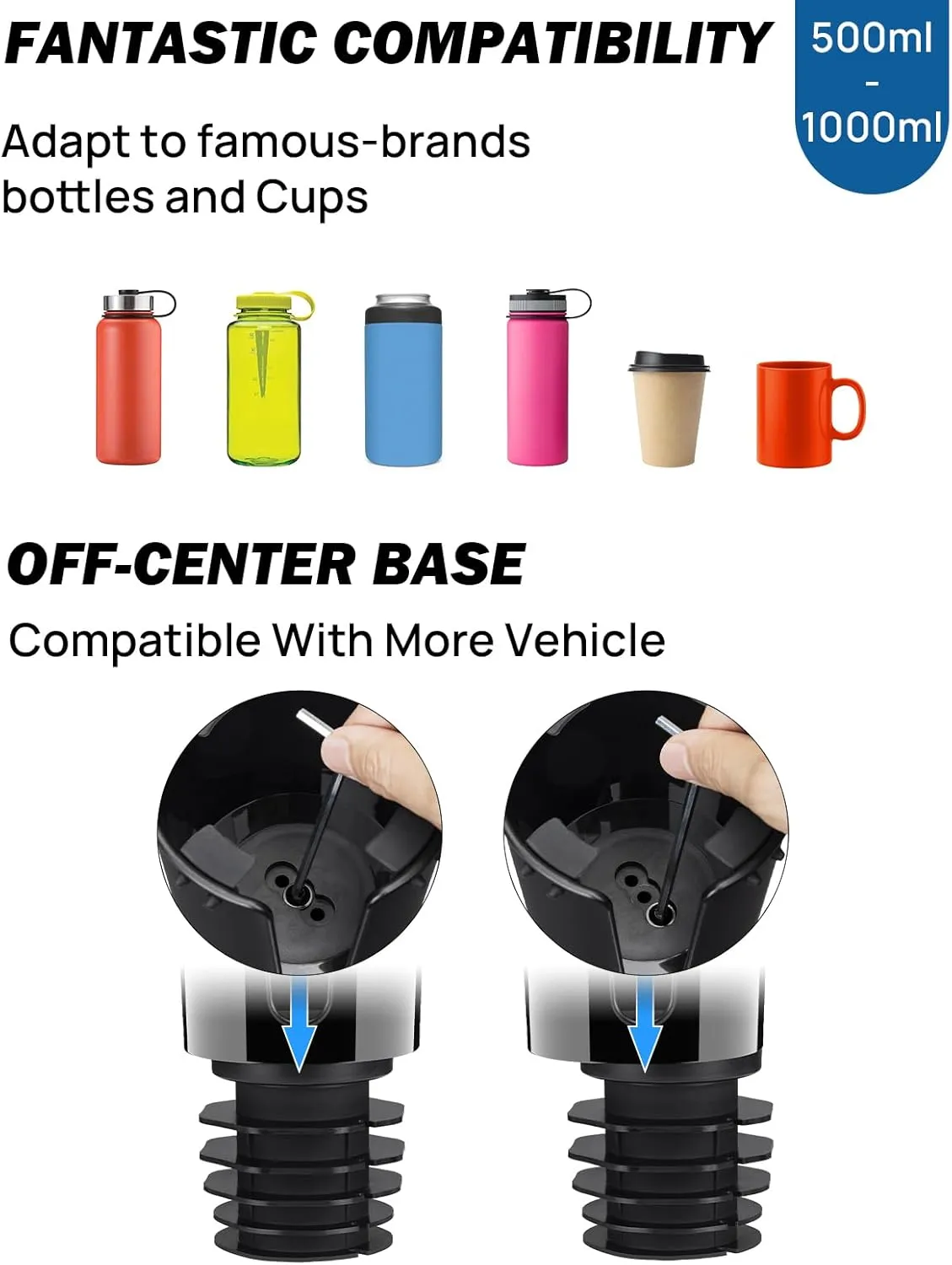 JOYTUTUS Cup Holder Phone Mount for Car, Car Cellphone Large Adapter Long Arm with 360 Degree Rotation, Compatible iPhone, Samsung & All Smartphones